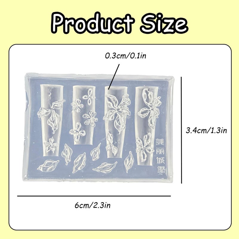 Mtruil 1 Pcs Silicone Nail Molds Flowers Nail Art Molds 3D Silicone for Gel with Carving Clear Modeling Clear Floral Nail Stencils Exquisite Blossom Design Carved Nails Mold Manicure Carving Mould for Women - Image 2